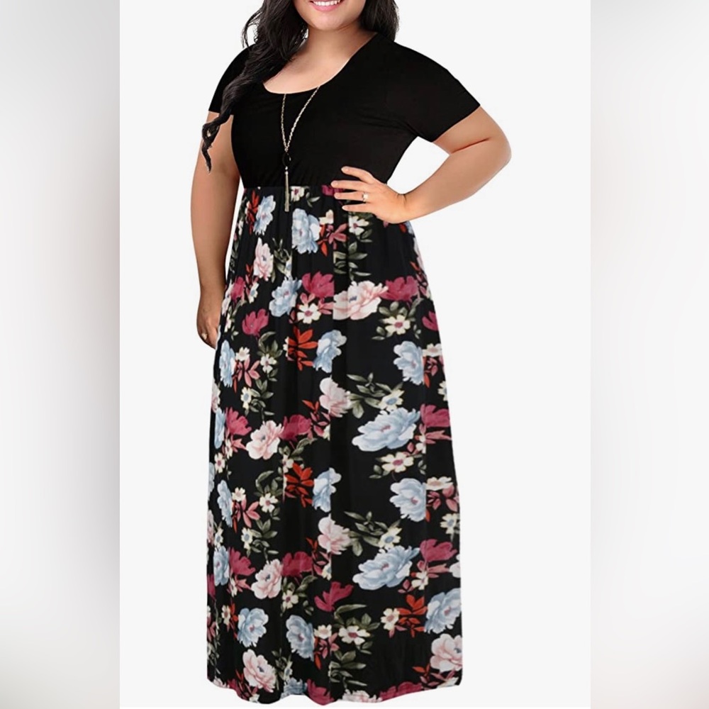 Nemidor Women's Summer Short Sleeve Plus Size Casual Maxi Dress